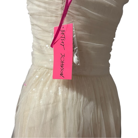 NWT Betsey Johnson Lined Zip Front Ruched Sequin Wedding Formal Prom Dress Sz 14 - Picture 9 of 16